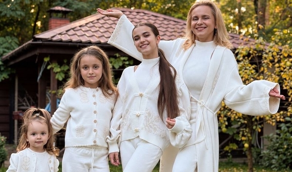 Ребрик зачарувала осінньою фотосесією з трьома доньками в однакових вбраннях