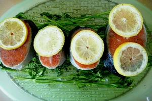 Красная рыба на пару