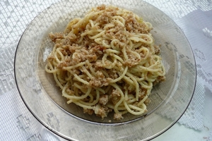 Макароны по-флотски с вареной телятиной