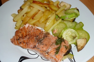 Форель с овощами