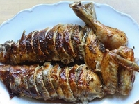 Запеченная курица с картофелем и грибами