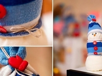 Новогодняя поделка: Декоративный снеговик