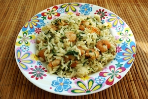 Готовим ризотто с креветками и укропом