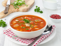 Постный суп из фасоли с томатами