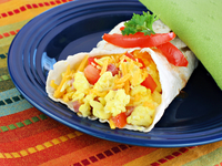 Рулет из лаваша с жареным яйцом и сыром