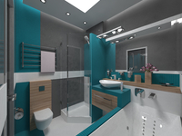 Ванна+душевая кабина на 5 кв.м: Проект с фото