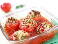 Запеченные помидоры с рисом и грибами