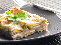 Лазанья с лососем и шпинатом