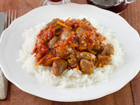 Куриные сердечки с рисом