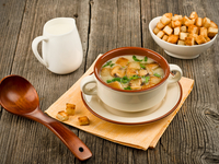 Крем-суп из шампиньонов с чесночными гренками