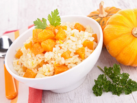 Ризотто с запеченной тыквой и чесноком