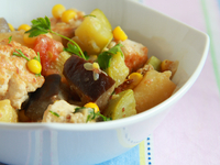 Овощное рагу с куриными фрикадельками