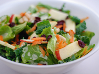 Осенний салат из яблок с сушеной клюквой