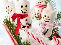 Детский Новый год: Снеговики из маршмэллоу