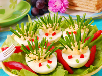 Детская пасха: Фаршированные яйца в виде ежиков