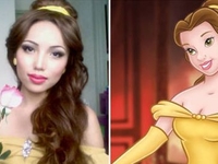 Девушка с помощью макияжа превращается в диснеевских принцесс
