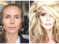 Хайди Клум показала фото до и после профессионального макияжа