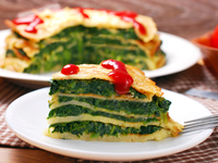 Масленица 2016: Блинный пирог со шпинатом