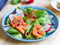 Весенний салат из редиса и лосося