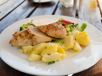 Весеннее жаркое из курицы, картофеля и горошка