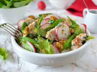 Весенний салат из жареной курицы и редиса