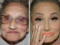 Королева контуринга: 80-летняя бабушка попросила внучку сделать ей макияж