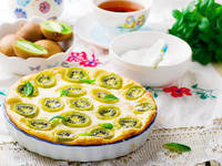 Творожная запеканка с киви и бананами