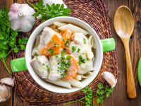 Паста с кроликом в горчично-сливочном соусе