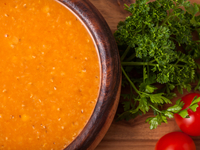 Суп-пюре из баклажанов с помидорами