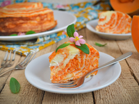 Мраморная тыквенно-творожная запеканка