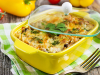 Запеканка из цветной капусты с грибами