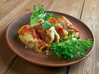 Постные голубцы с грибами и картофелем