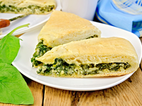 Заливной пирог со шпинатом