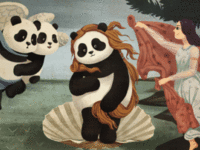 Иллюстратор из Китая создает панд в стиле шедевров живописи: забавные гивки