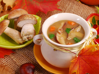 Сливочный суп с лесными грибами