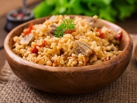 Булгур с овощами и грибами