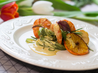 Шпинатная паста с креветками