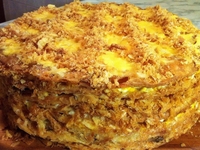 Закусочный Наполеон с курицей и грибами: видеорецепт