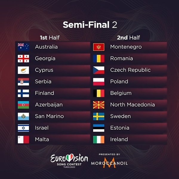 Второй полуфинал «Евровидения-2022»